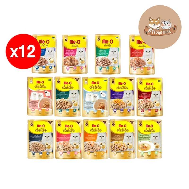 (ยกโหล) Me-o delite อาหารเปียก มีโอ ดีไลท์แบบซอง 70 กรัม (โหล 12 ซอง)