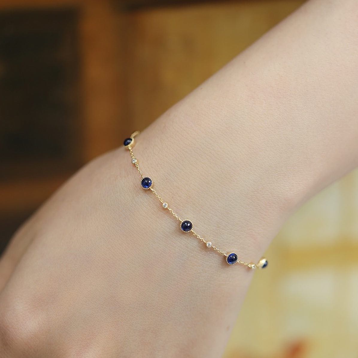 ♡สร้อยข้อมืออัญมณีสีน้ำเงิน[elegant collection]
