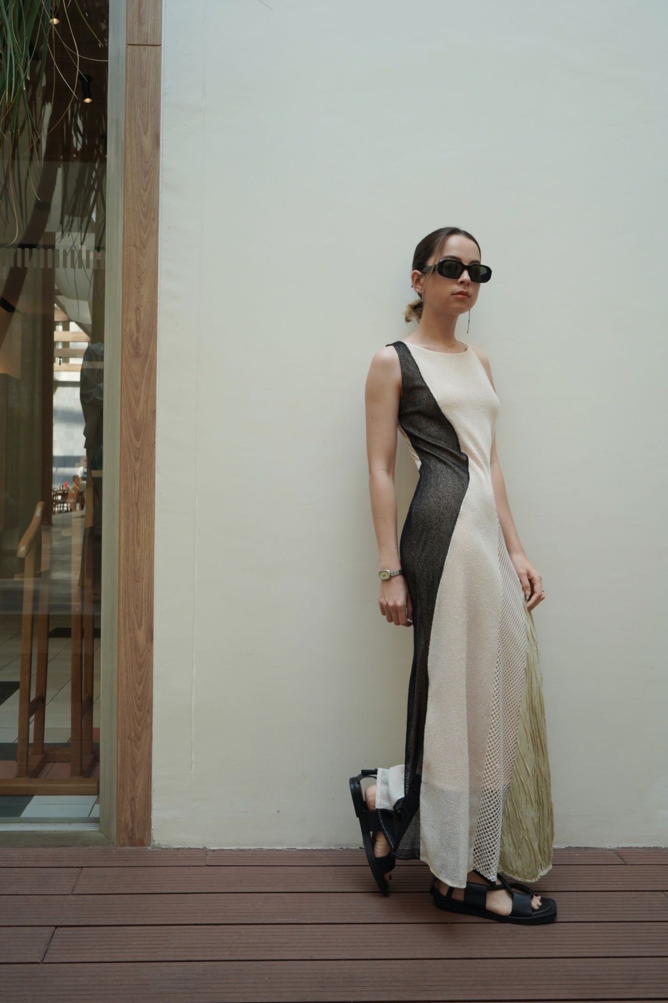 Weekend begins - Noir papillon patchwork maxi dress