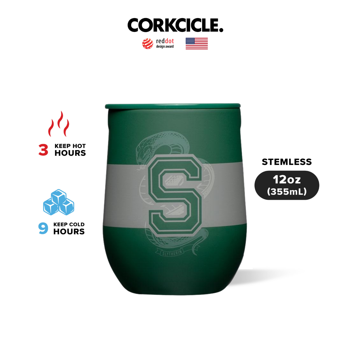 CORKCICLE : STEMLESS HARRY POTTER - SLYTHERIN 12OZ