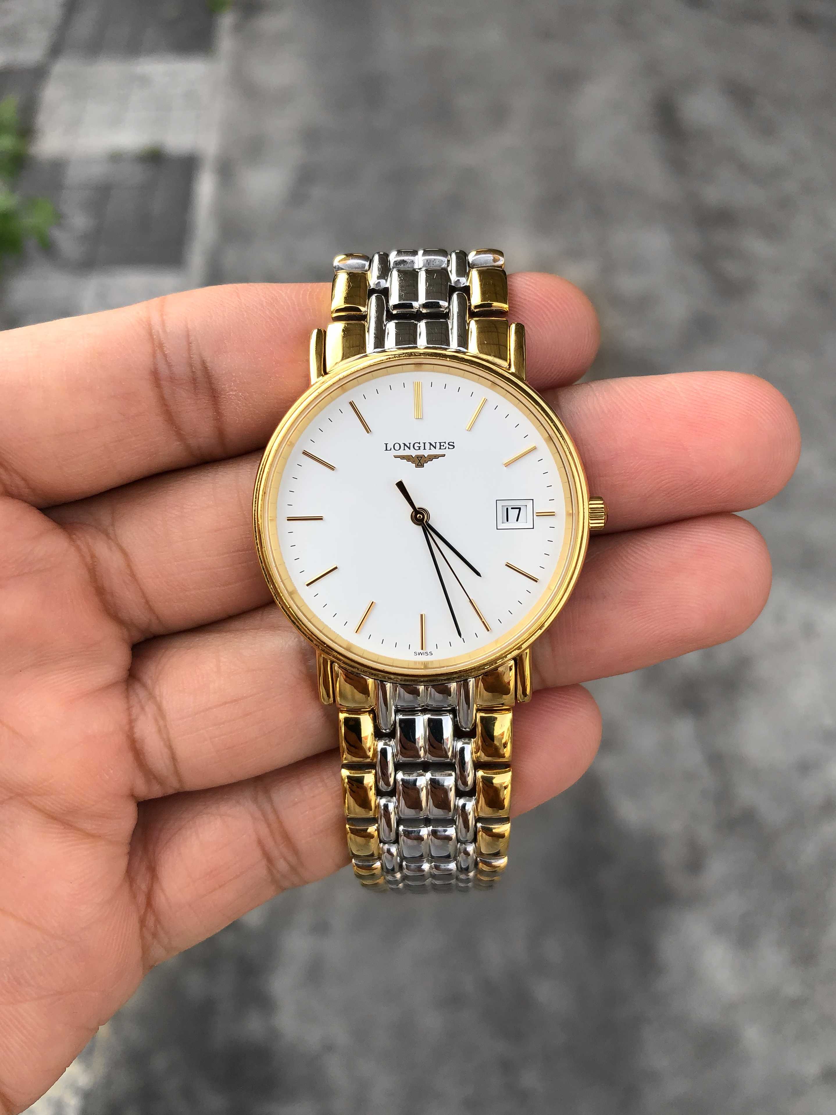 Longines La Grande Classique Presence Quartz Boy Size 2tone สองกษัตริย์ หน้าขาว