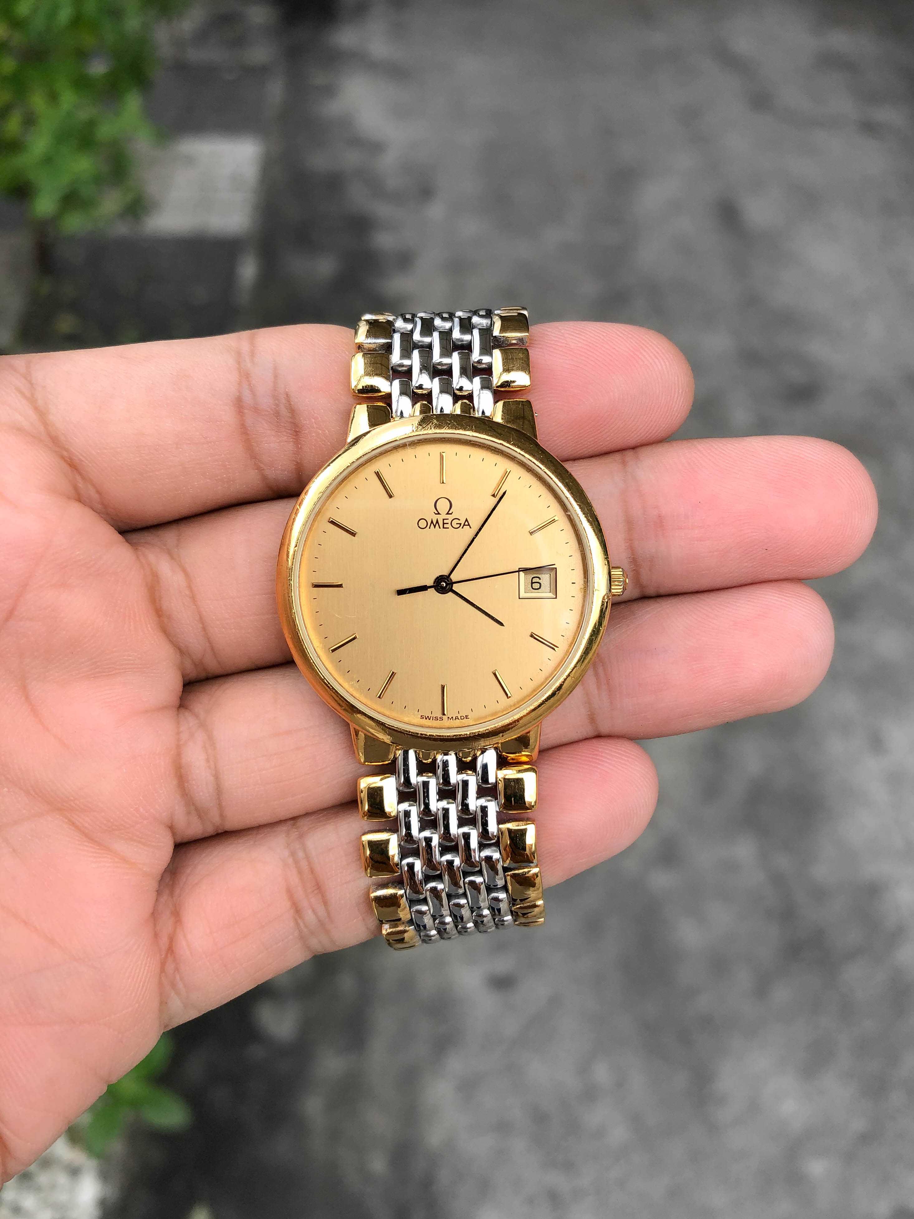 Omega De Ville Date Boy Size Quartz 2tone หน้าทอง