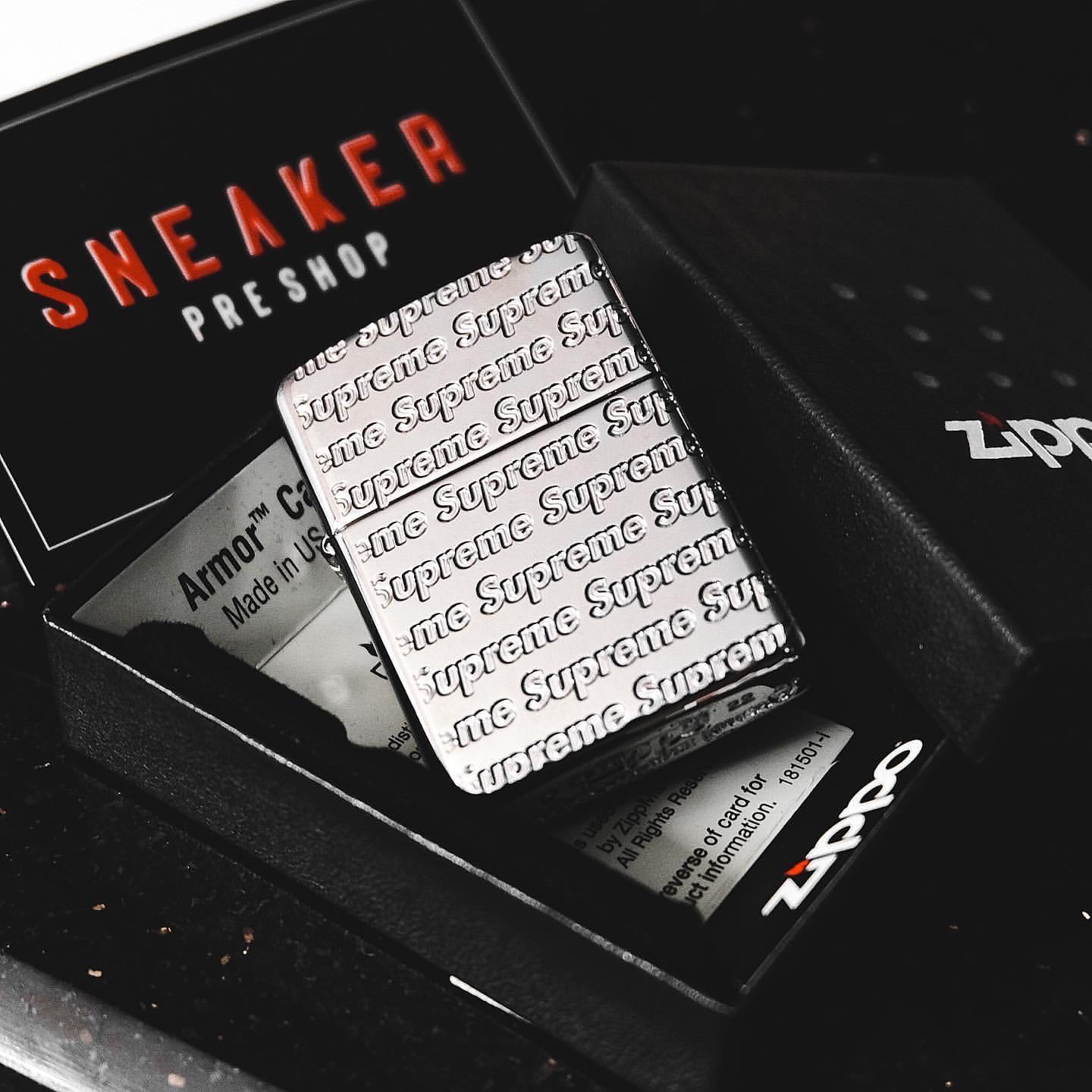 Supreme Repeat Engraved Zippo Silver 