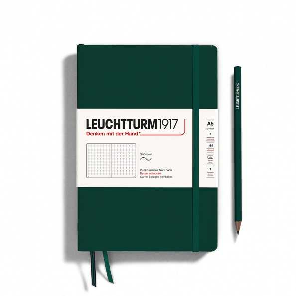 Leuchtturm1917 Softcover Notebooks Natural A5 “Forest Green”  สมุดโน๊ตปกอ่อน ขนาด A5 สีเขียวเข้ม