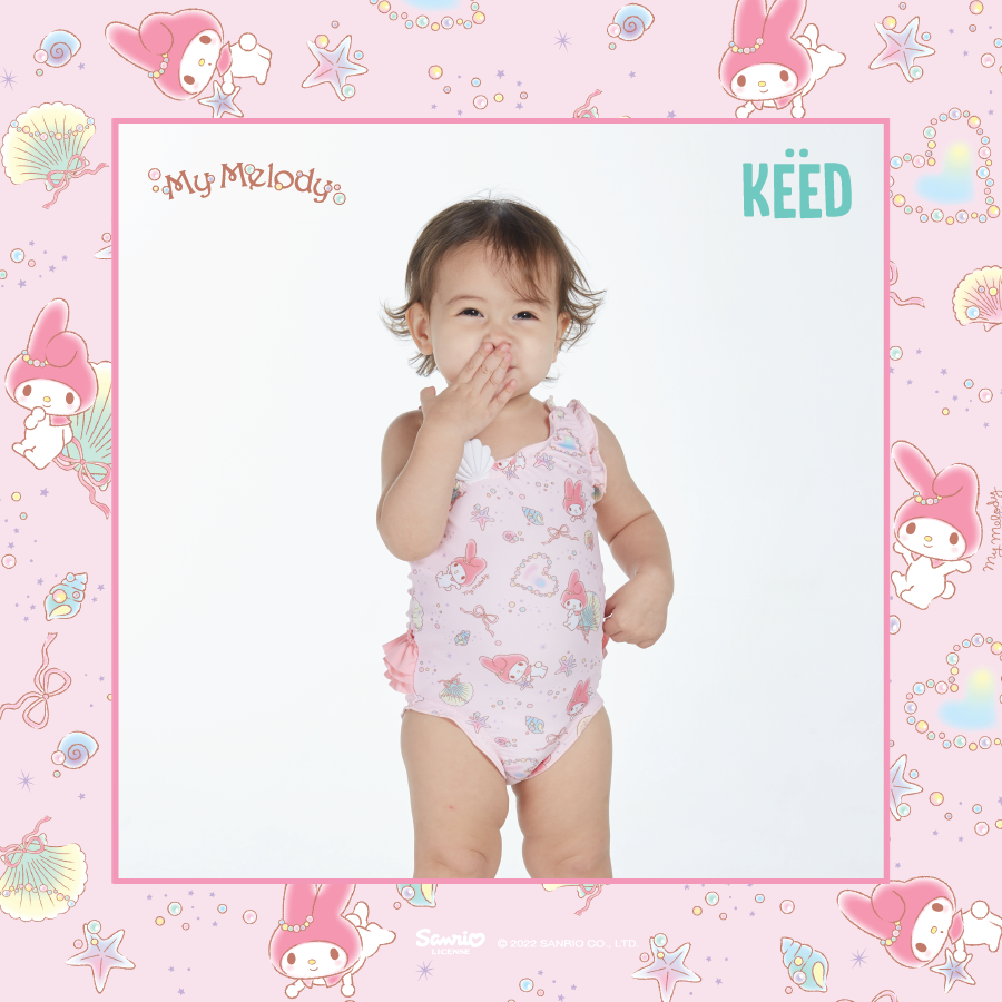 ✨KĖĖD & My Melody ✨ชุดว่ายน้ำวันพีซขาเว้า  มีไซส์ 70-130