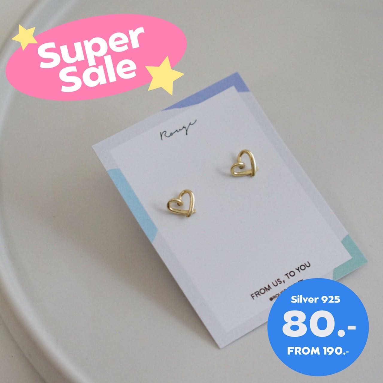 Mini gold hollow heart ✨ Silver 925 ไม่แพ้ไม่คัน