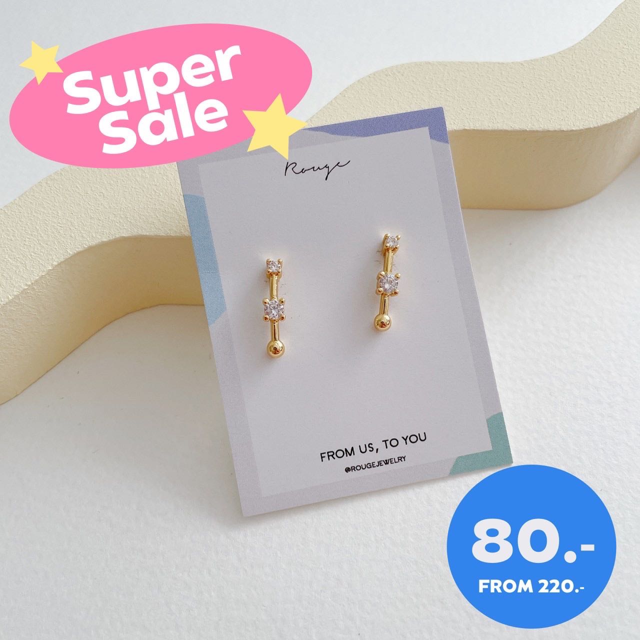 ต่างหู crystal line and dot stud