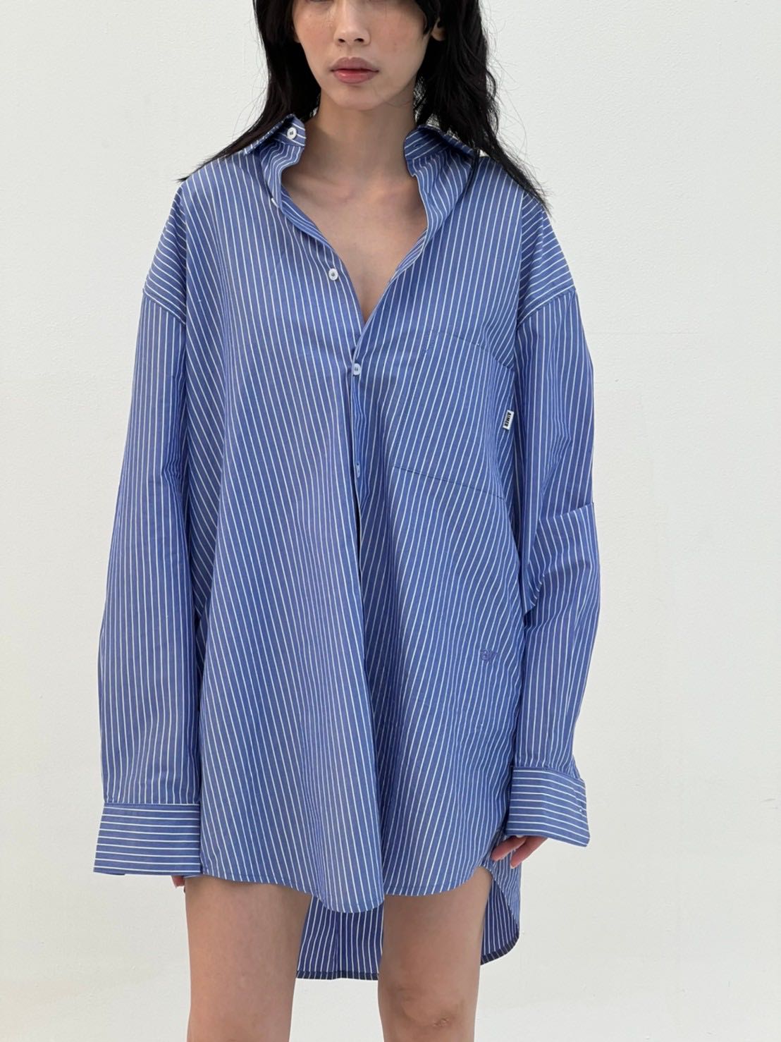 Essential Dress Shirt in Navy Pinstripe