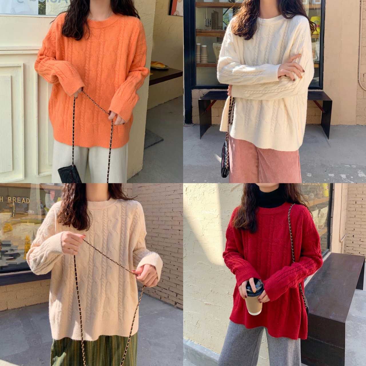C059 เสื้อไหมพรมผ้านิ่ม สีพื้น พร้อมส่ง 4 สี