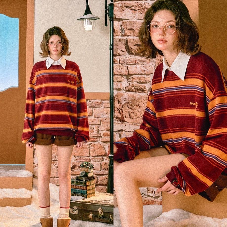  Harry Potter vintage American striped sweater เสื้อกันหนาวลายทางแฮร์รี่พอตเตอร์