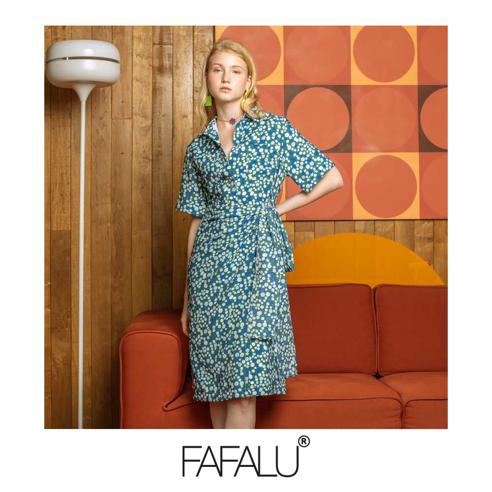 [FAFALU Malin Shirt Dress] Green Dot Malin Shirt Dress