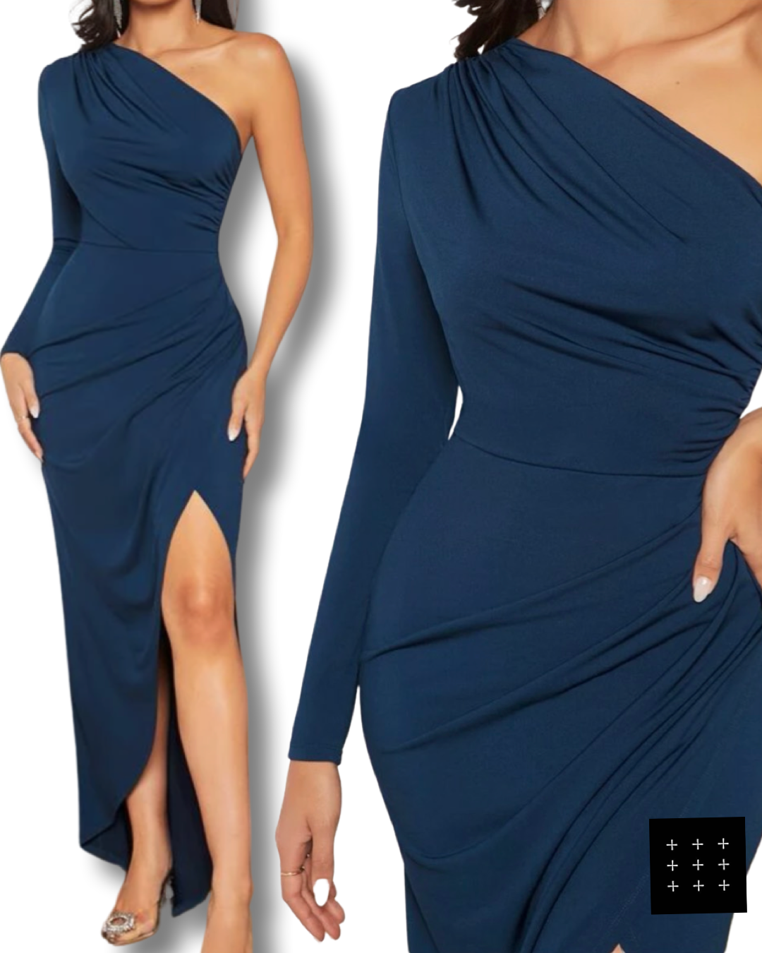One shoulder off draped detail dress