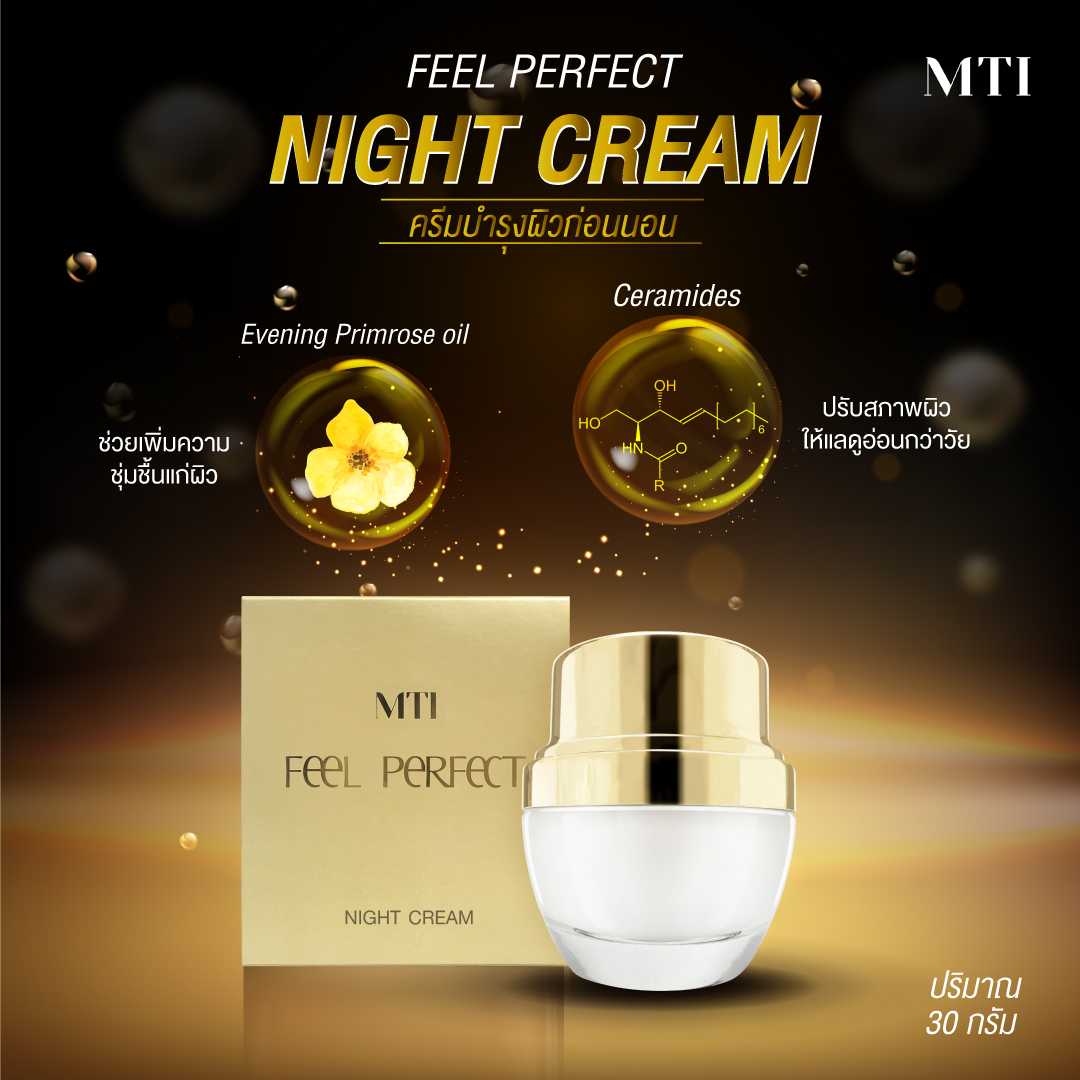 MTI (CNNG4) Feel Perfect NIGHT CREAM ครีมบำรุงก่อนนอน ปรับสภาพผิวเพิ่มความชุ่มชื้น  30g.