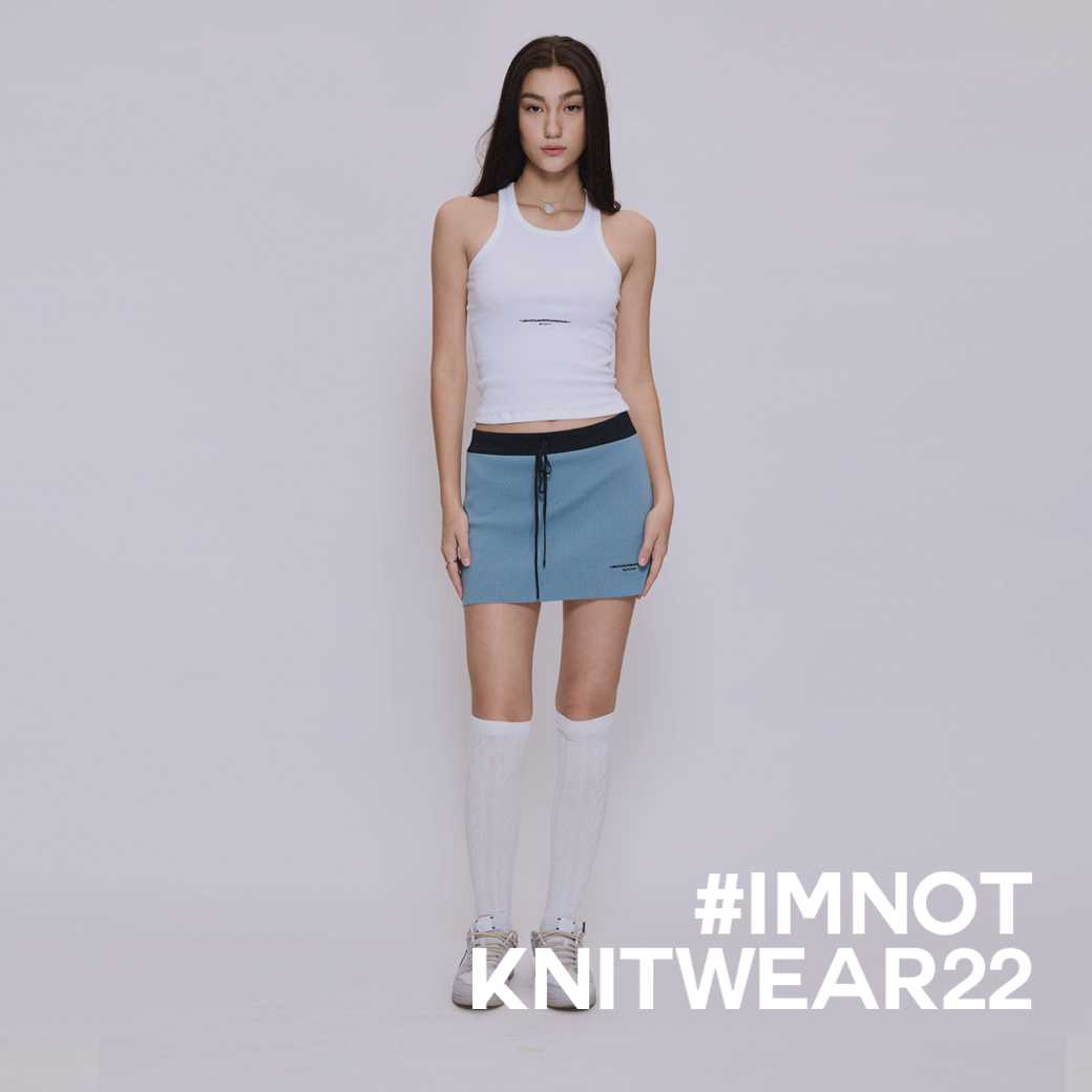 DRAWSTRING KNIT MINI SKIRT