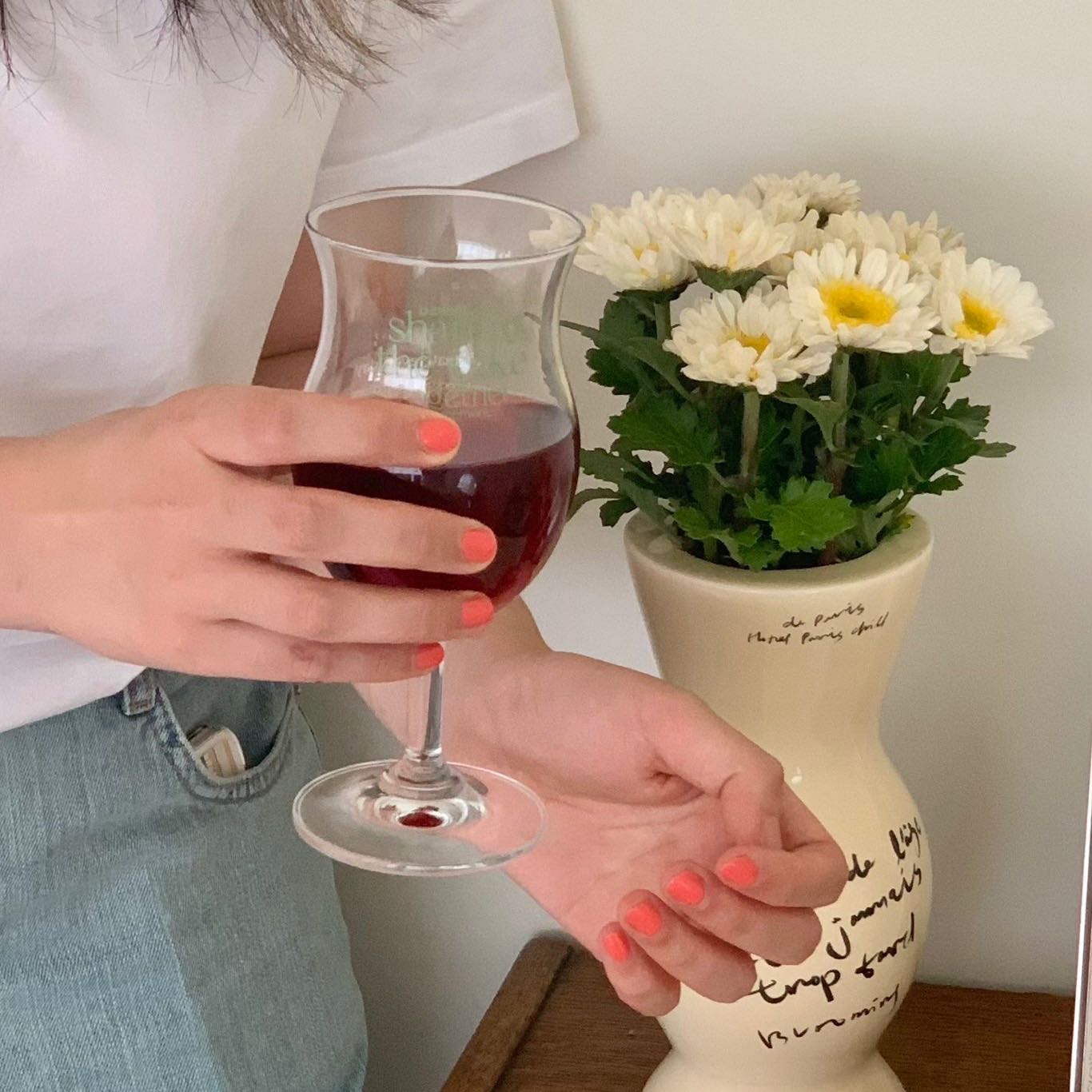 sharing the cake wine glass