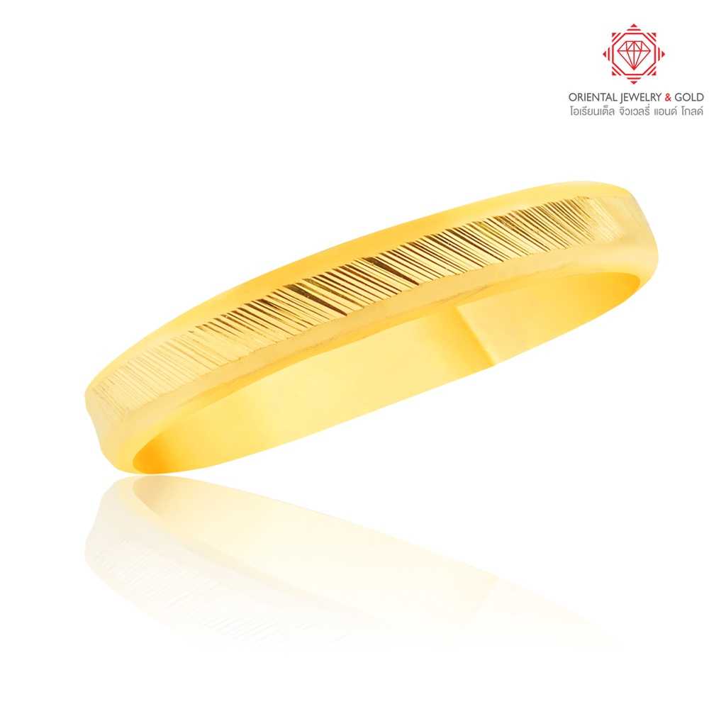 OJ GOLD แหวนทองแท้ เหลี่ยมรุ้ง 1.0 กรัม