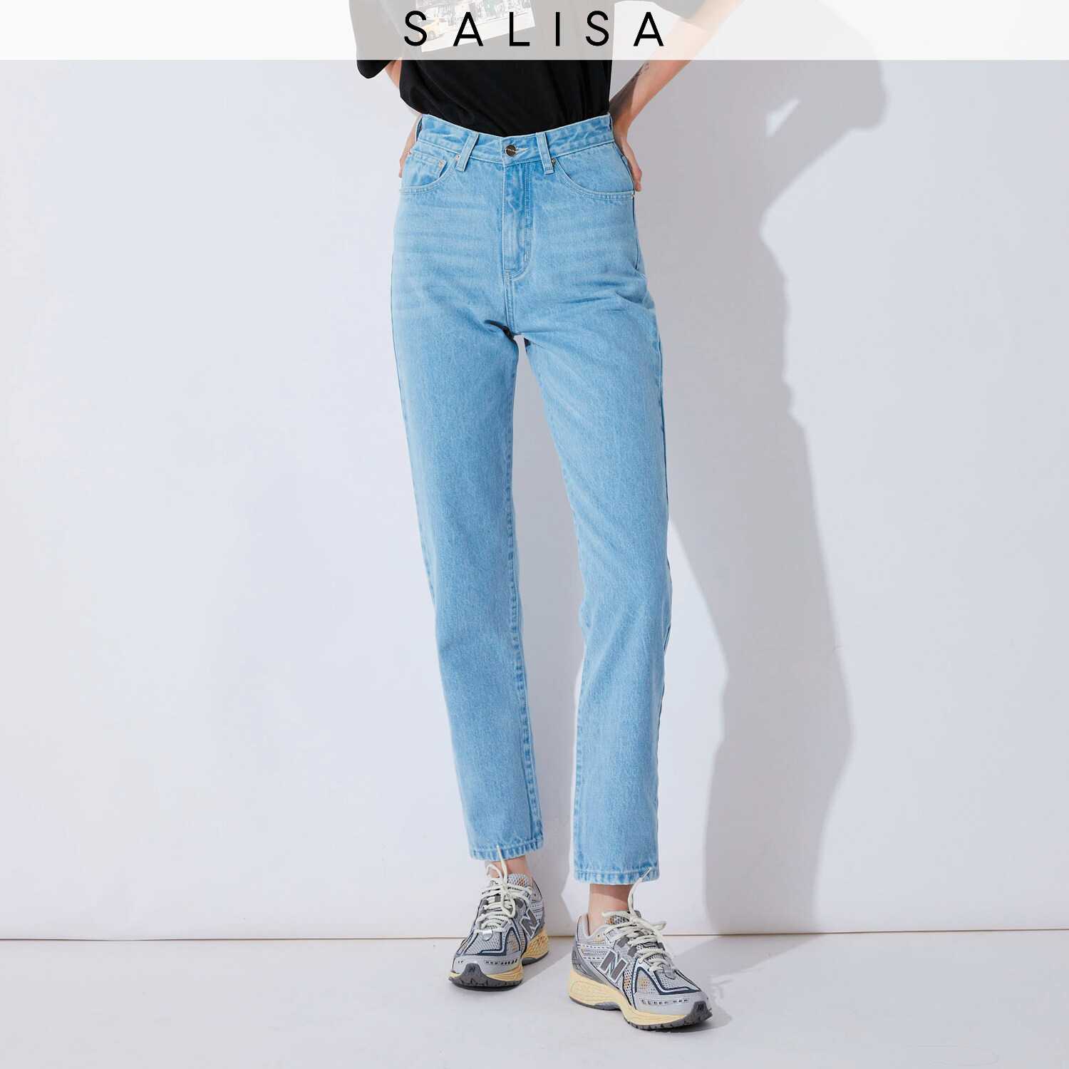 JEANS straight high waist Light Blue