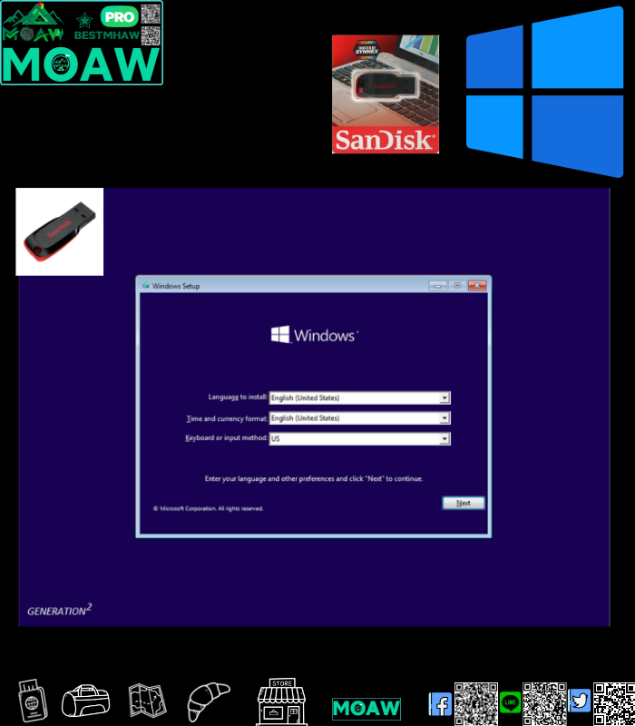 Windows 10 Pro 3in1 OEM จากโรงงาน USB มาพร้อมกับ ใน USB ตัวเดียว