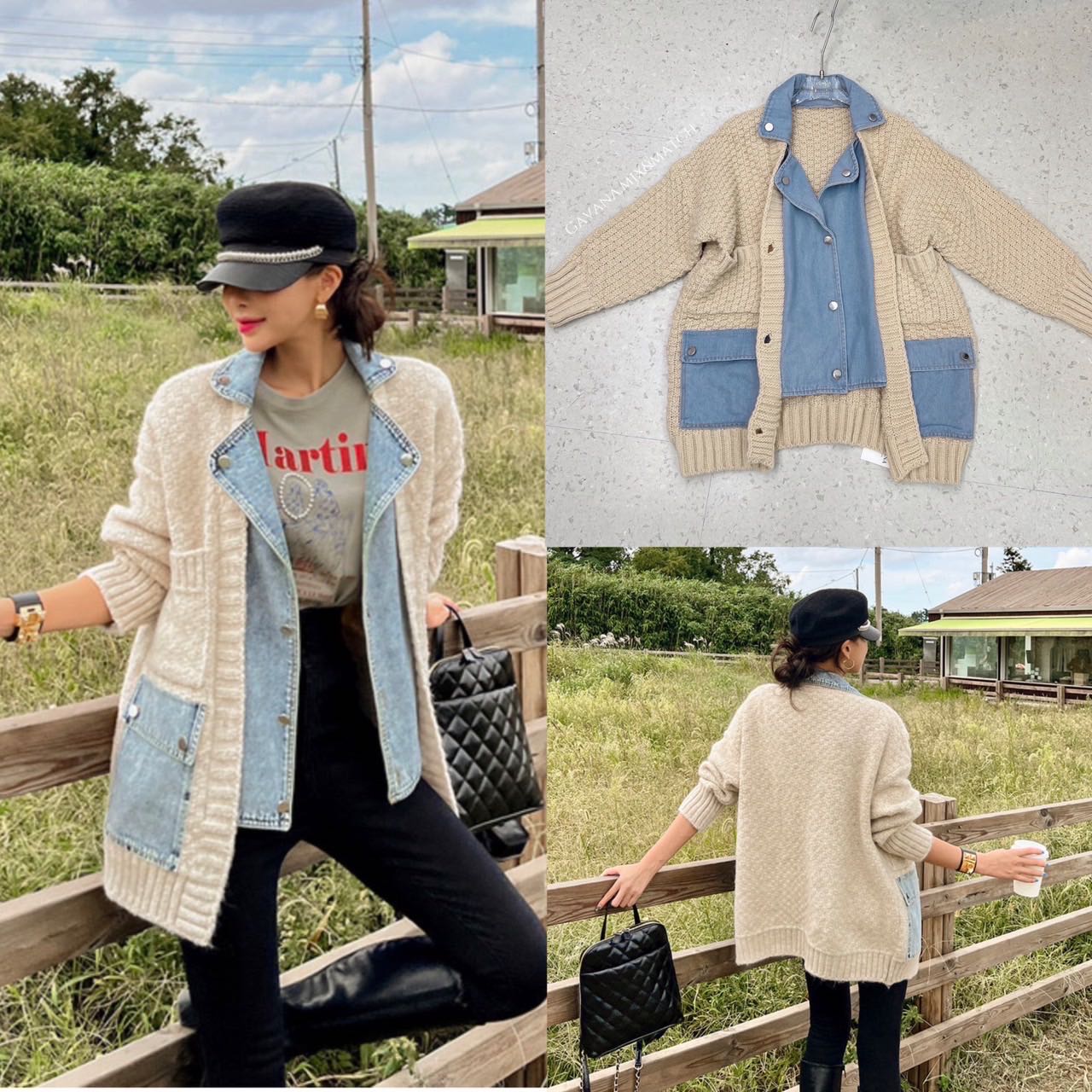 เสื้อแขนยาว knitting ต่อยีนส์