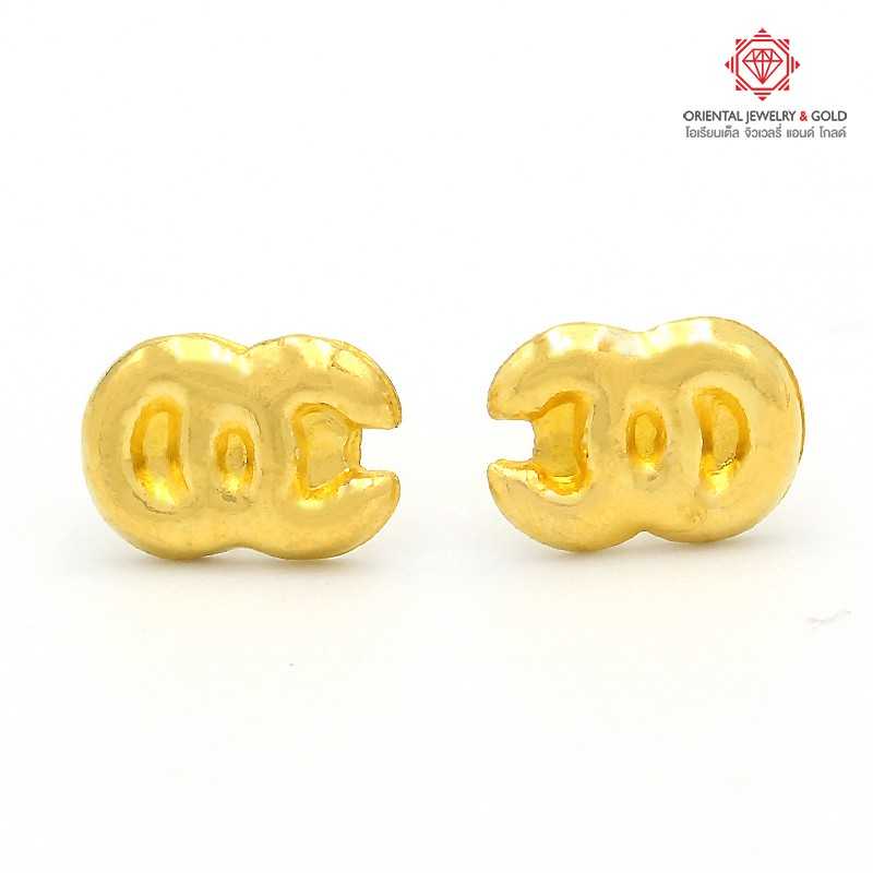 OJ GOLD ต่างหูทองแท้ นน. 0.6 กรัม 96.5% OC