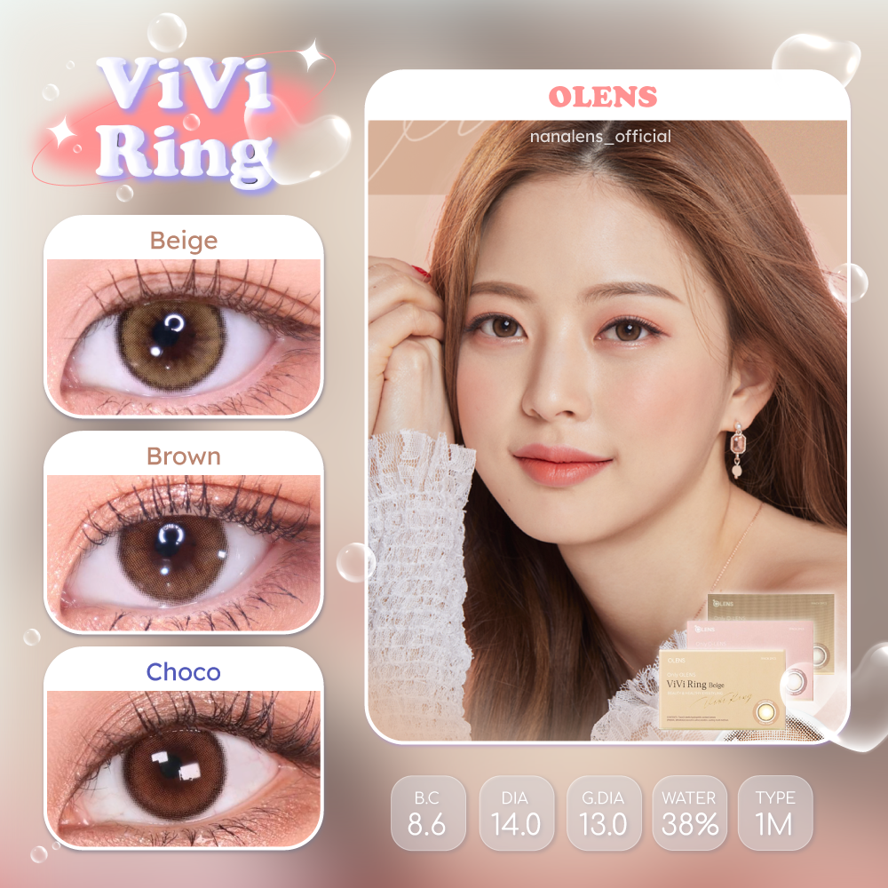 🥯Olens รุ่น Vivi Ring เลนส์รายเดือน ค่าสายตา 0.00 ถึง -5.00