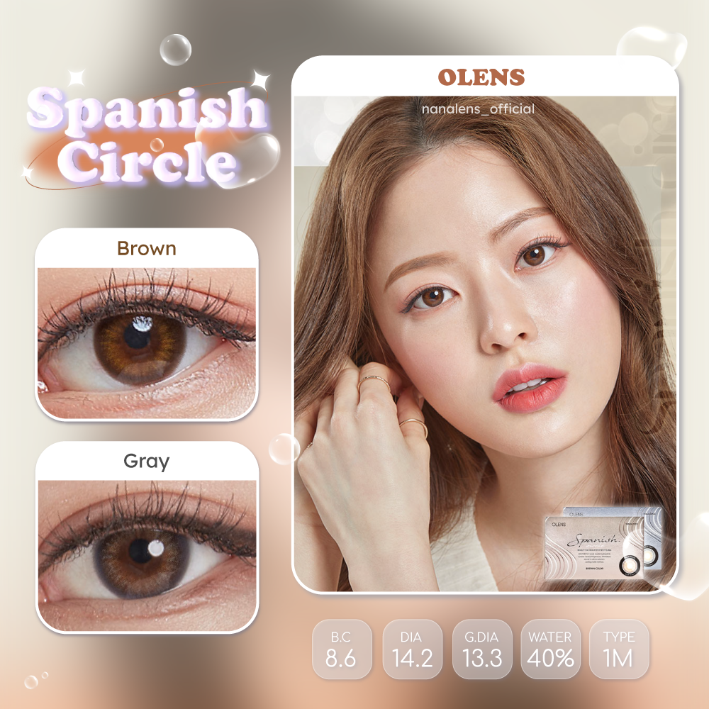 🍩Olens รุ่น Spanish Circle เลนส์รายเดือน ค่าสายตา 0.00 ถึง -5.00
