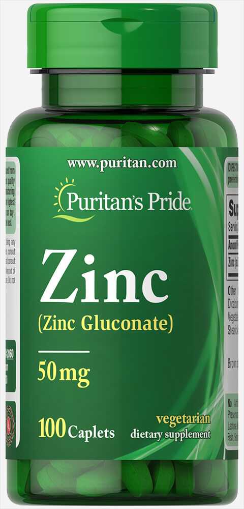 Puritan's Pride,Zinc,Zinc Gluconate, 50 mg,100 Caplets,ซิงค์ ,ระบบภูมิคุ้มกัน