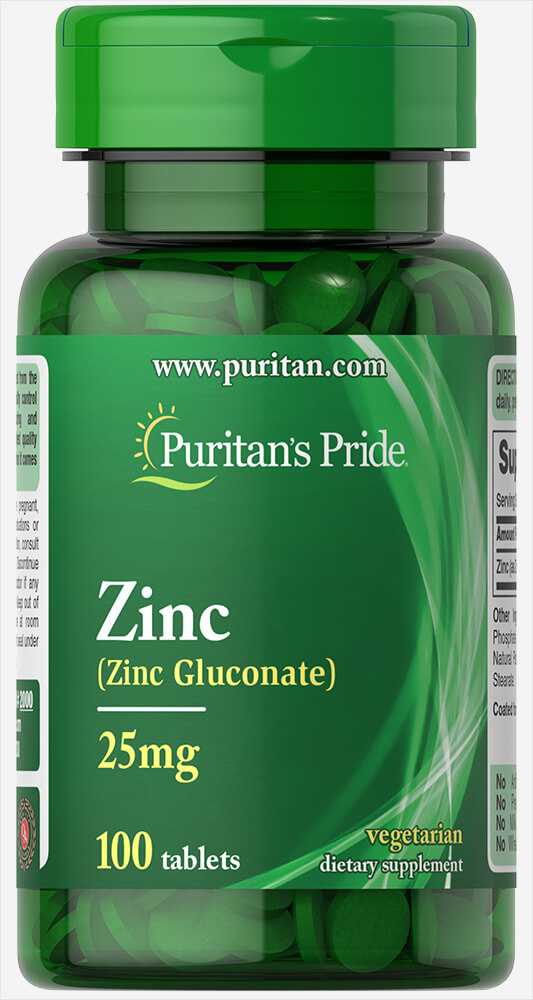 Puritan's Pride,Zinc,Zinc Gluconate, 25 mg,100 Caplets,ซิงค์ ,ระบบภูมิคุ้มกัน