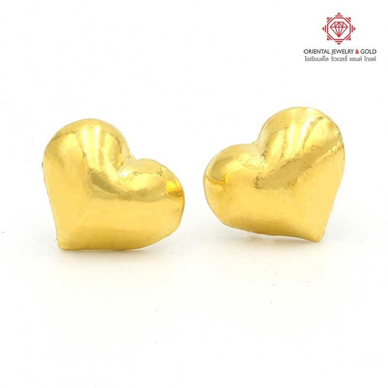 OJ GOLD ต่างหูทองแท้ นน. 1.0 กรัม 96.5% หัวใจ