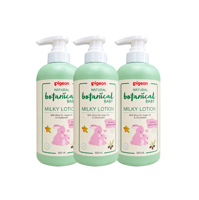 [แพ็ค3] Pigeon พีเจ้น เนเชอรัล โบทานิคัล มิวกี้ เบบี้โลชั่น 500 ml.