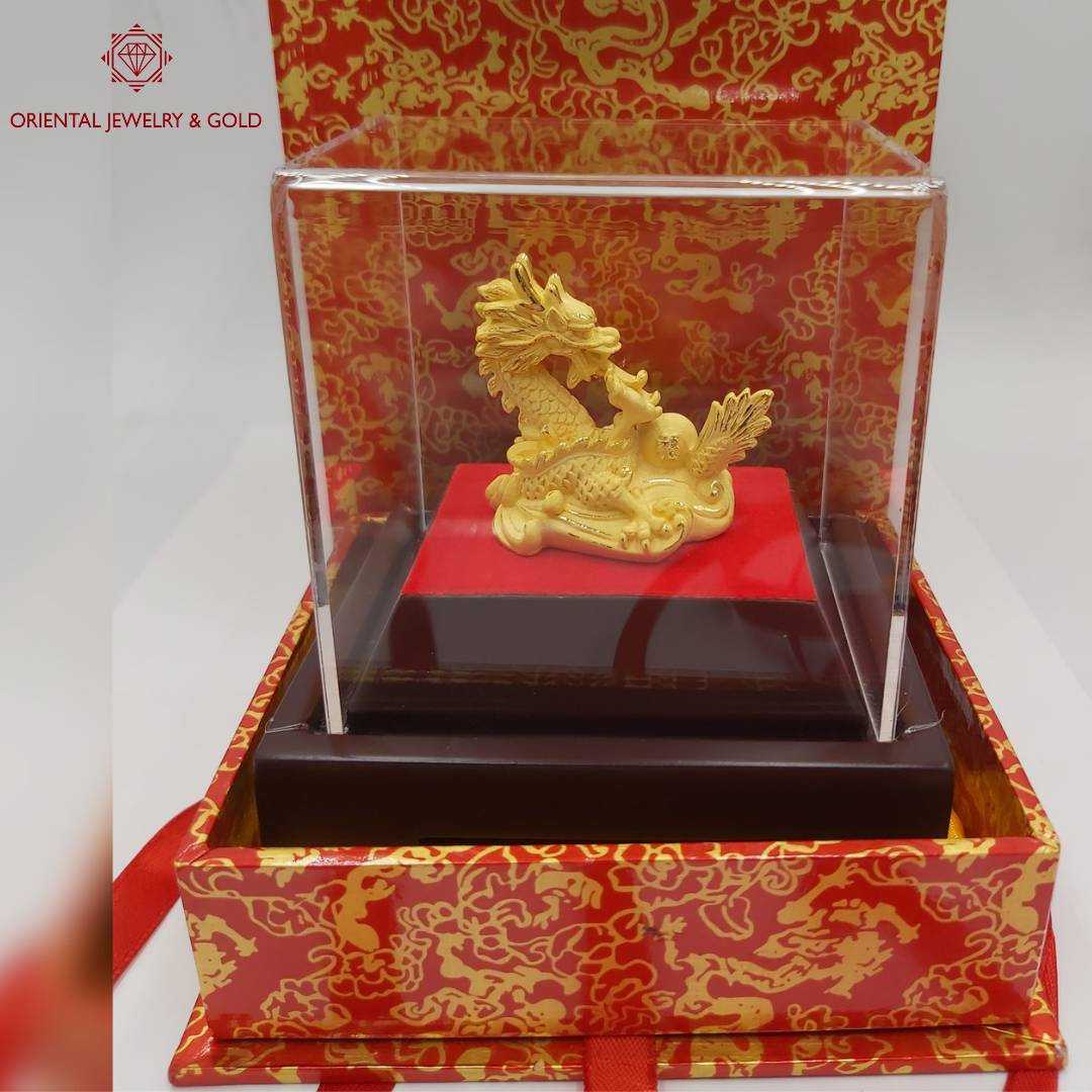OJ GOLD มังกรถือลูกแก้ว ทองแท้เคลือบ 99.99% มีใบรับประกัน