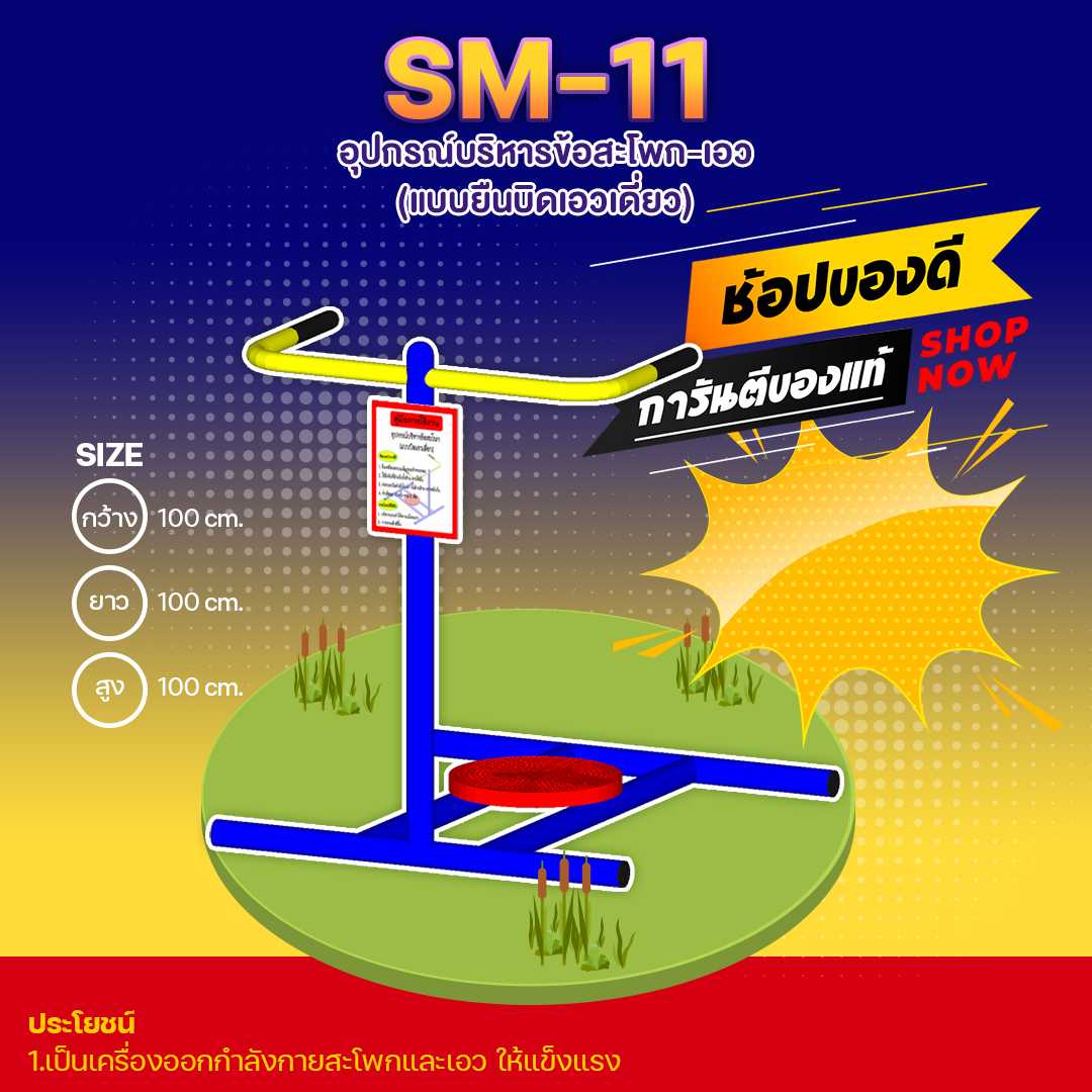 🍥SM-11  อุปกรณ์บริหารข้อสะโพก-เอว แบบยืนบิดเอวเดี่ยว ขนาด 1.00x1.00 x1.00 เมตร🌈สั่งทำ 7-15 วัน🚚