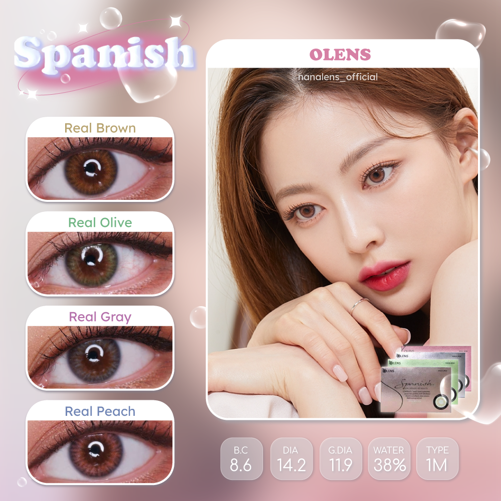 🧸Olens รุ่น Spanish เลนส์รายเดือน ค่าสายตา 0.00 ถึง -5.00