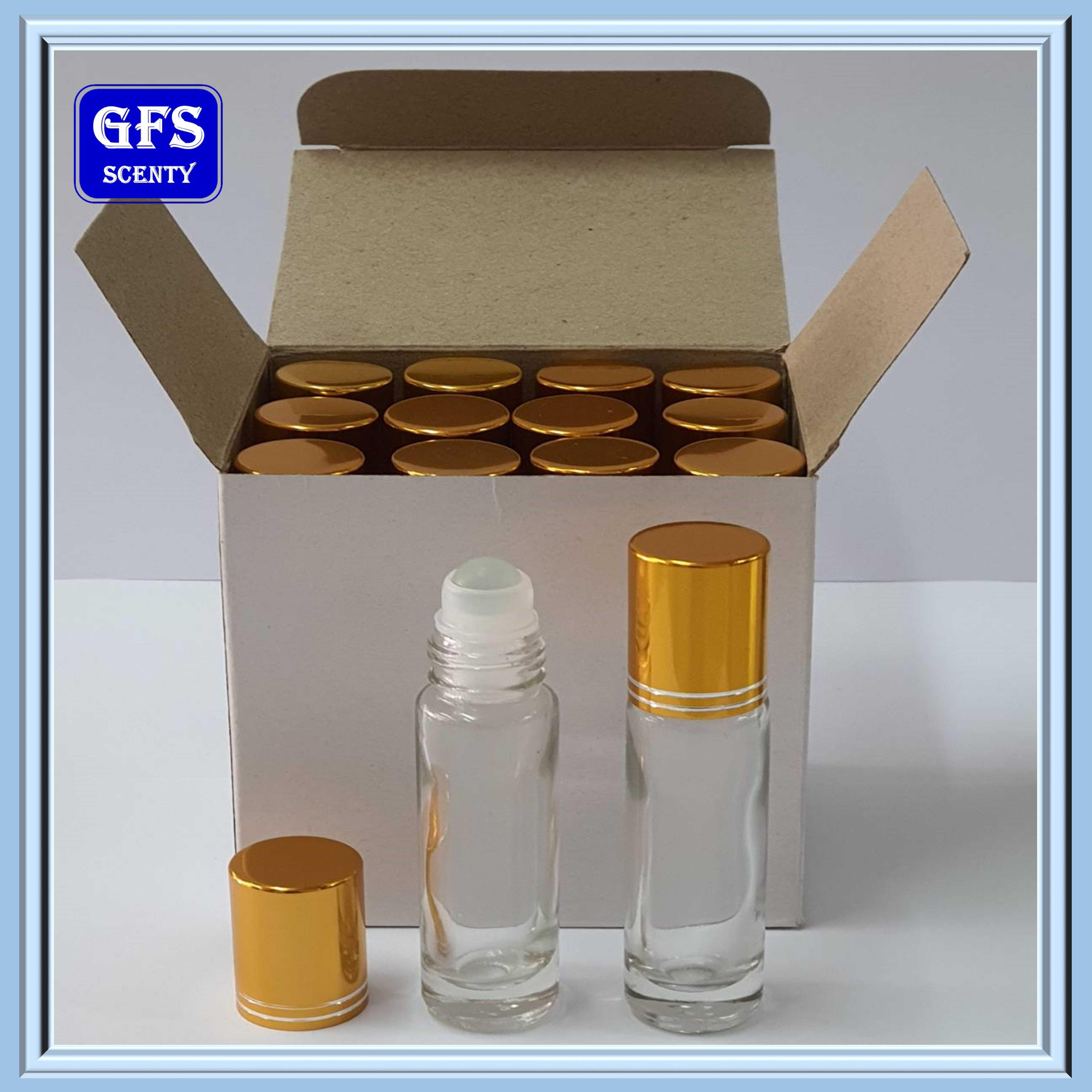 ขวดลูกกลิ้ง 10ml ใสฝาทอง ใช้บรรจุน้ำหอม หรือของเหลว น้ำมันต่าง ๆ ปริมาณ 10มล.