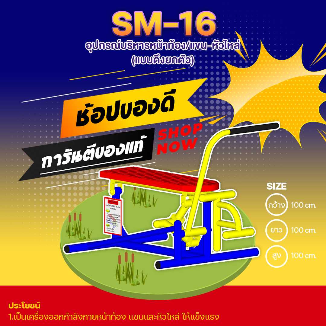 🍥SM-16 👀 อุปกรณ์บริหารหน้าท้อง/แขน-หัวไหล่ (แบบดึงยกตัว) 🍥🔷🌈สั่งทำ 7-15 วัน🚚