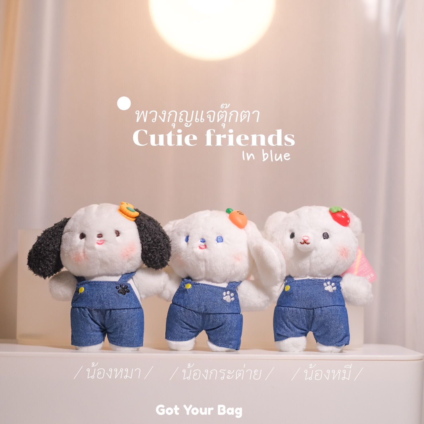 (พร้อมส่ง) พวงกุญแจ Cutie Friends in Blue