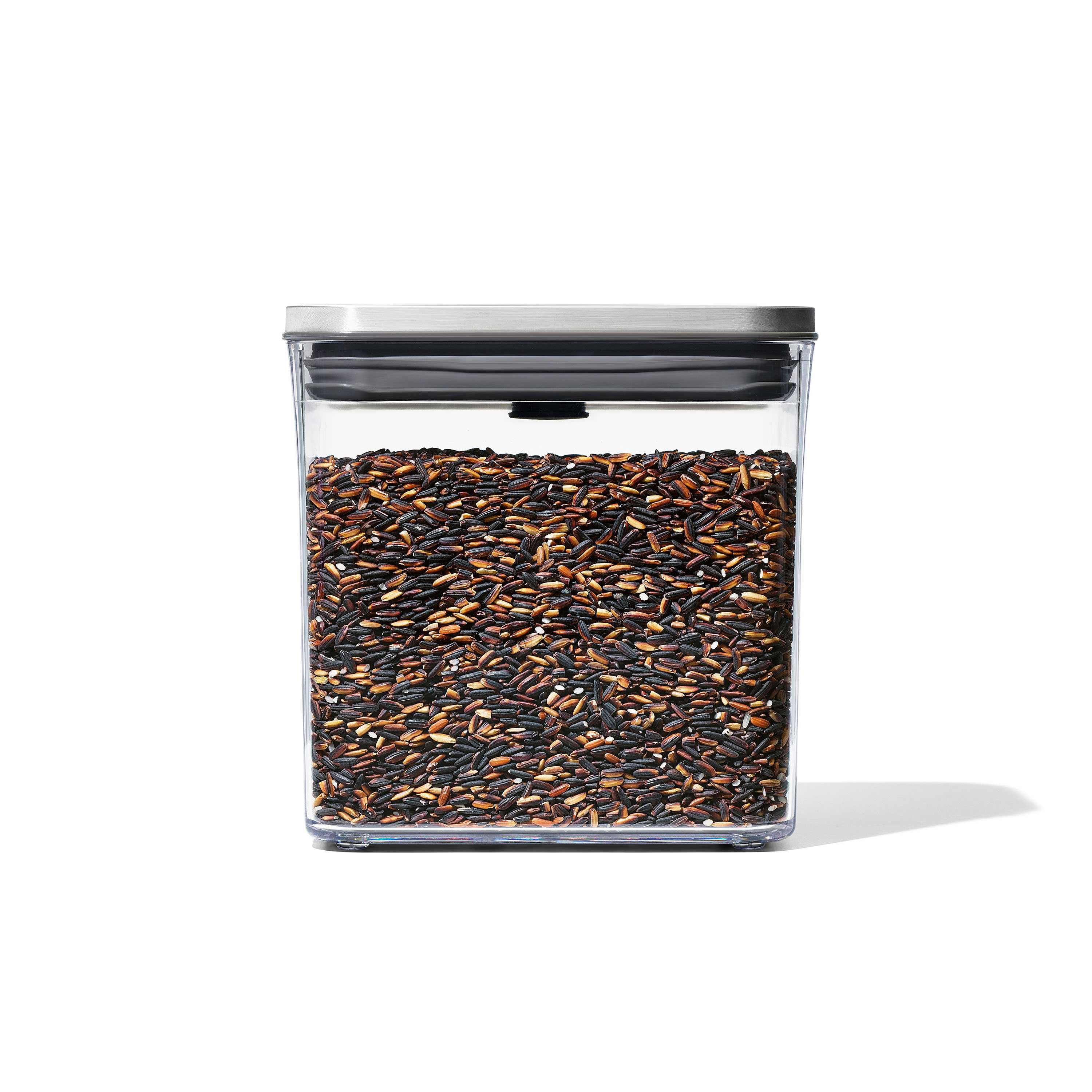 กล่องถนอมอาหาร สี่เหลี่ยมผืนผ้า ฝาแสตนเลส สตีล ขนาด1.6 ลิตร l OXO STL POP RECTANGLE SHORT 1.6 L