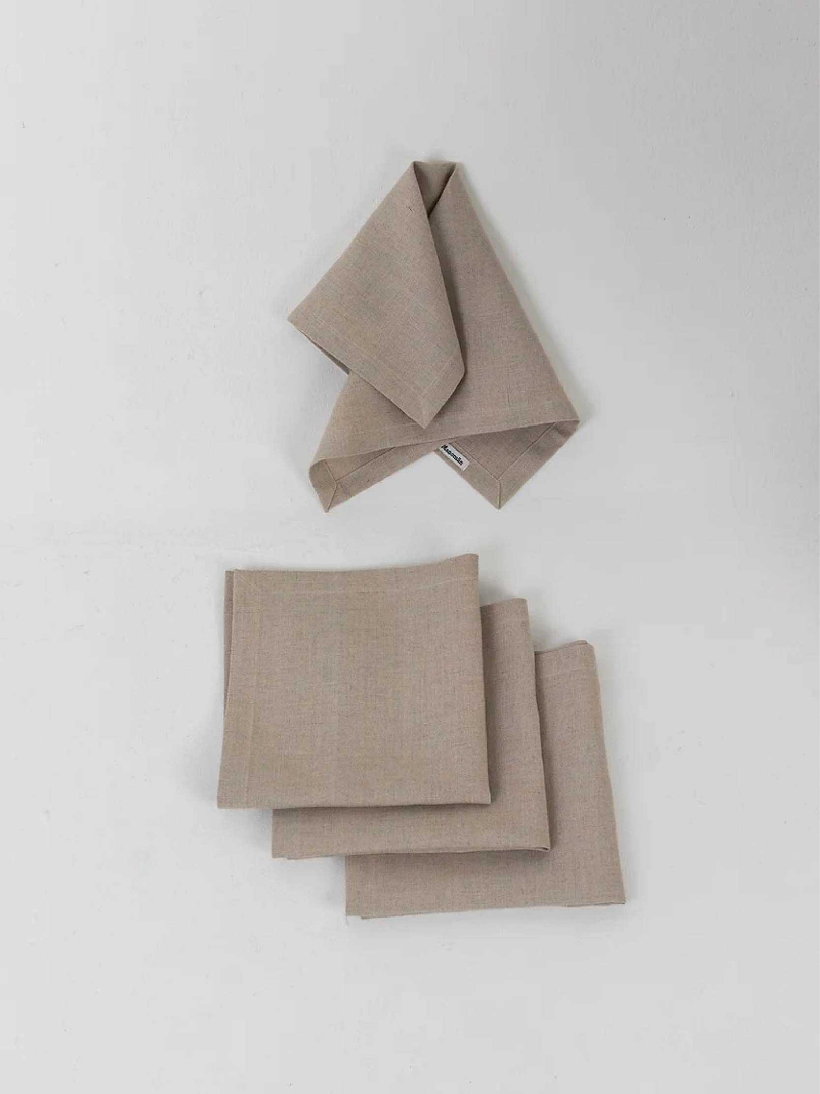ผ้าเช็ดปากลินินเนื้อหนา EXTRA LARGE LINEN NAPKIN SET IN NATURAL LINEN