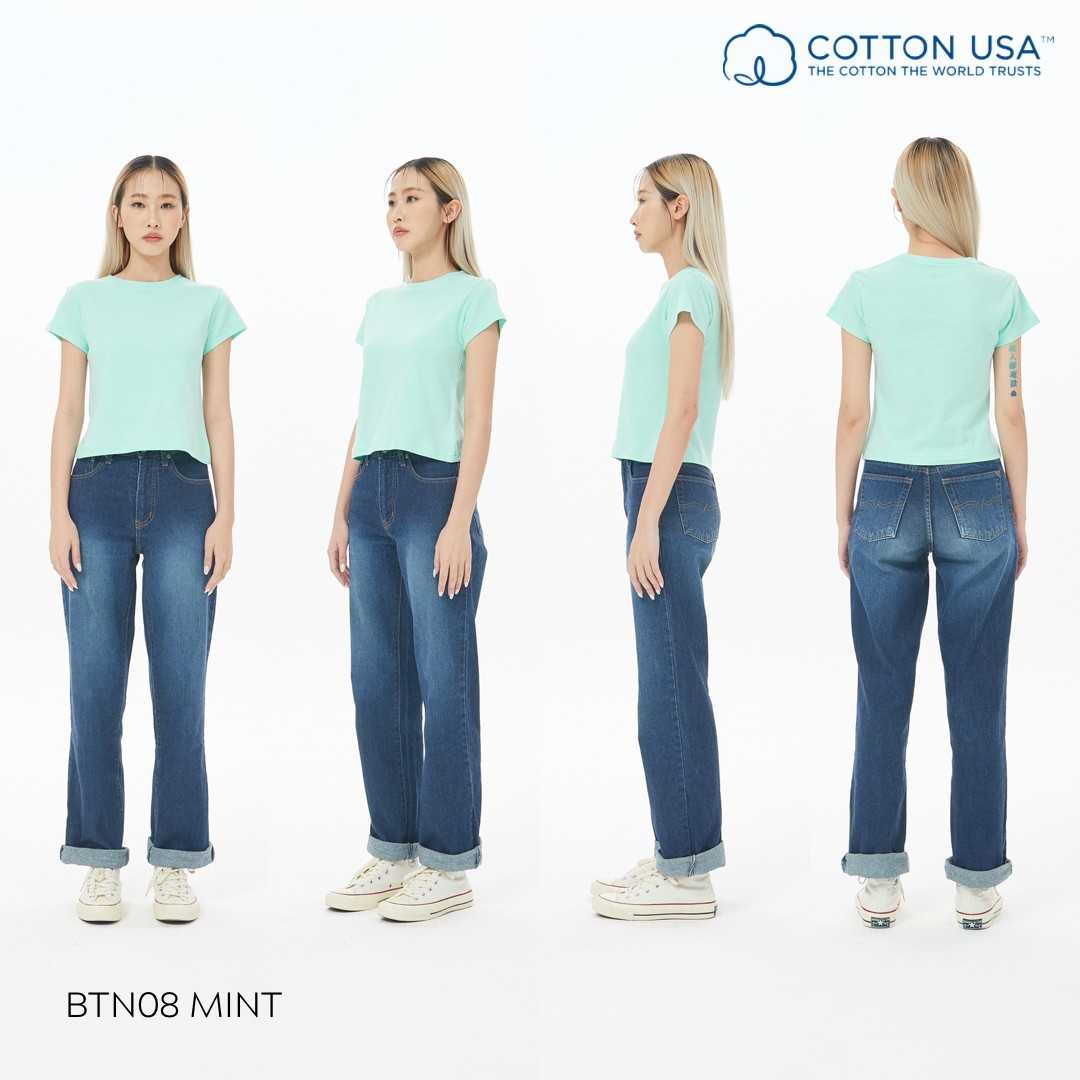 BTN08 Mint สีมิ้น Baby Tee Cotton100% USA NO. 40 รุ่นยืดหยุ่นสูง