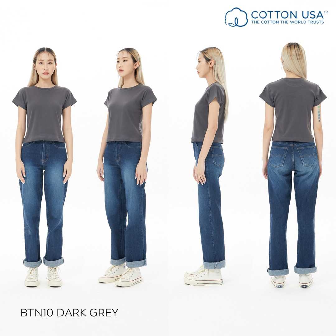 BTN10  Dark Grey สีเทาเข้ม Baby Tee Cotton100% USA NO. 40 รุ่นยืดหยุ่นสูง
