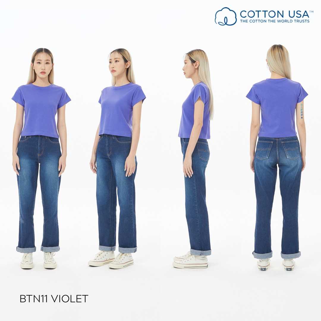 BTN11 Violet สีม่วงเข้ม Baby Tee Cotton100% USA NO. 40 รุ่นยืดหยุ่นสูง
