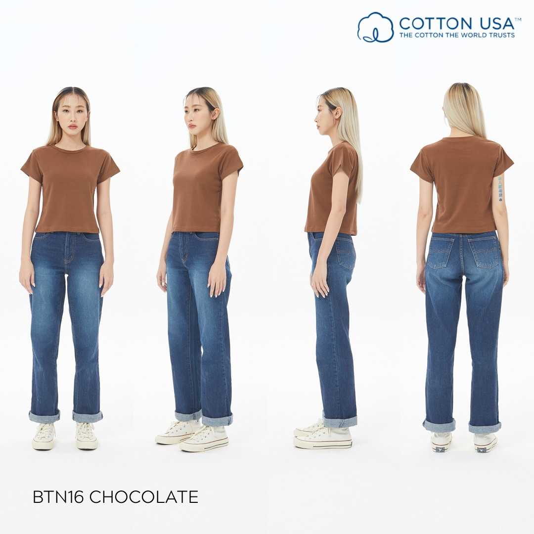 BTN16 Chocolate สีช็อคโกแลต Baby Tee Cotton100% USA NO. 40 รุ่นยืดหยุ่นสูง