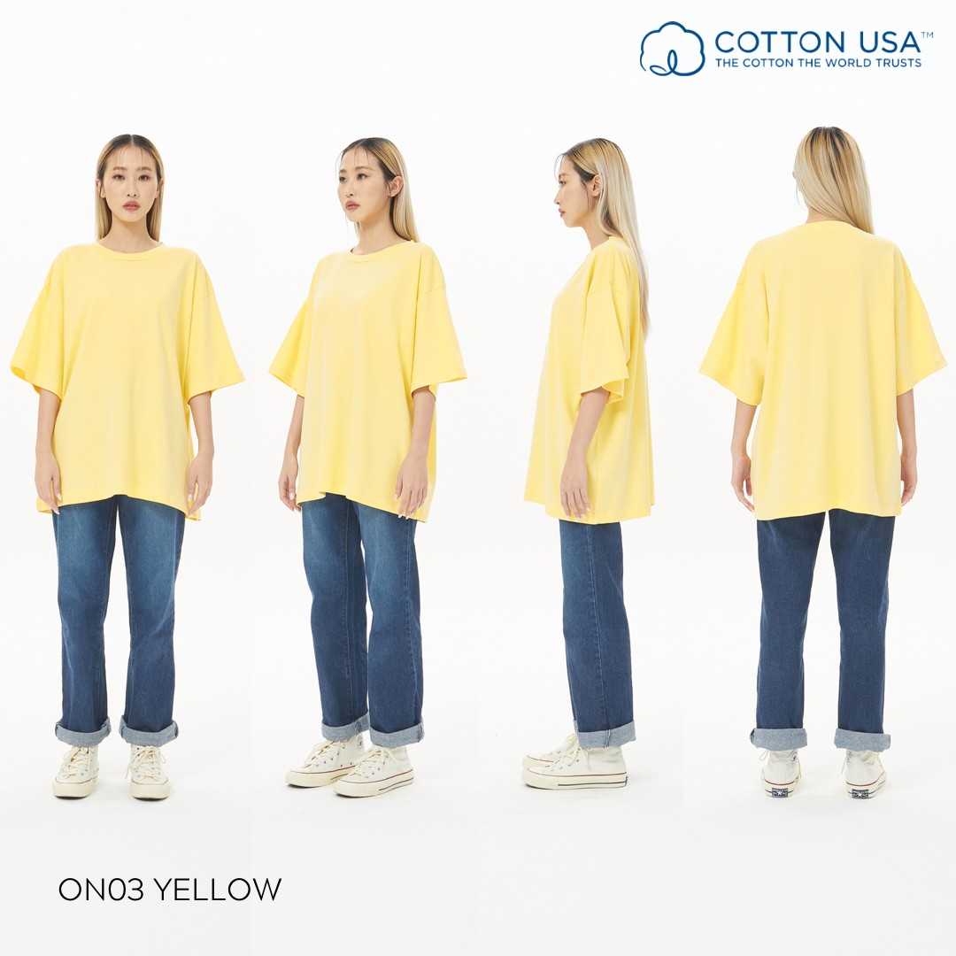 ON03 Yellow สีเหลือง Oversize Cotton100% USA NO. 40 รุ่นยืดหยุ่นสูง