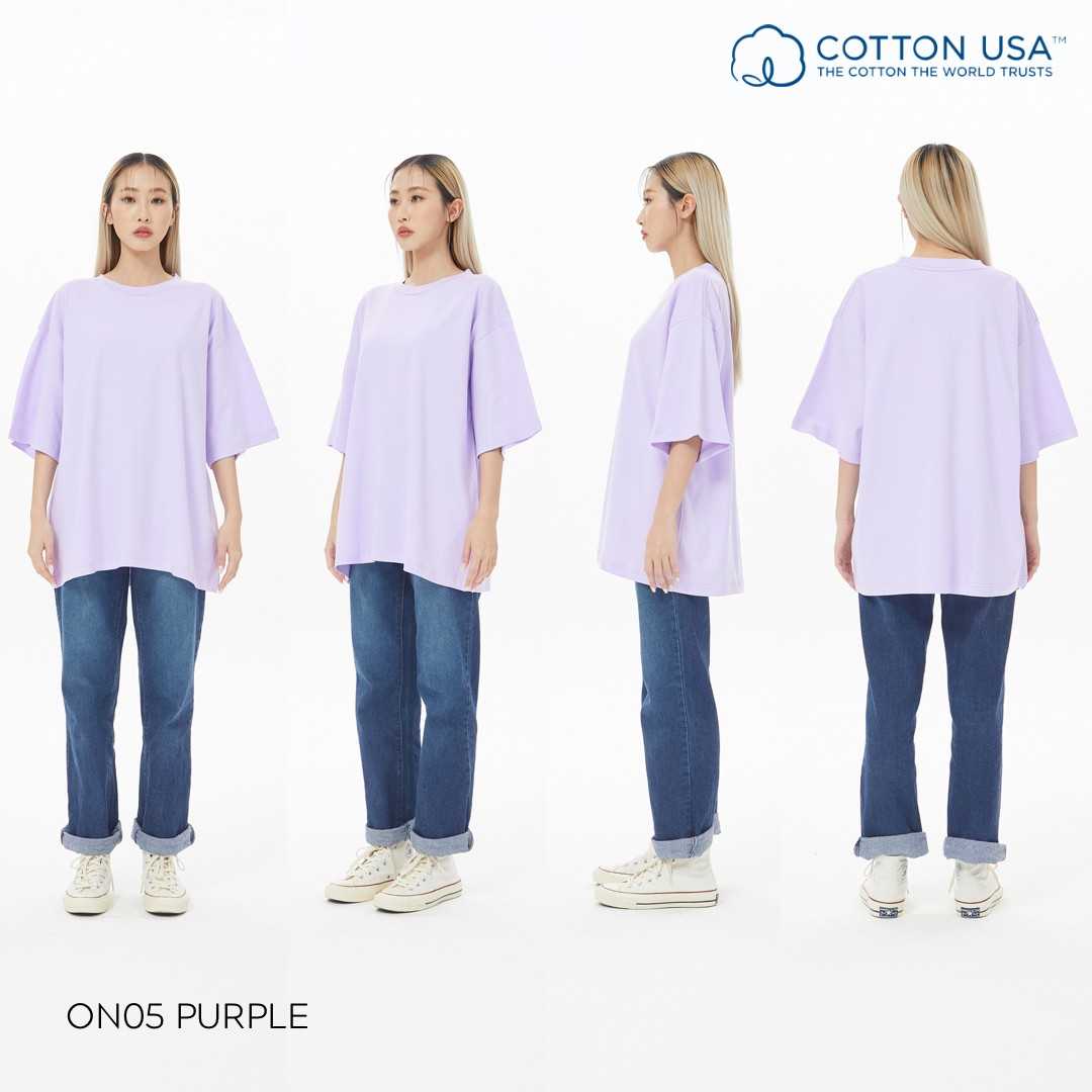 ON05 Purple สีม่วง Oversize Cotton100% USA NO. 40 รุ่นยืดหยุ่นสูง