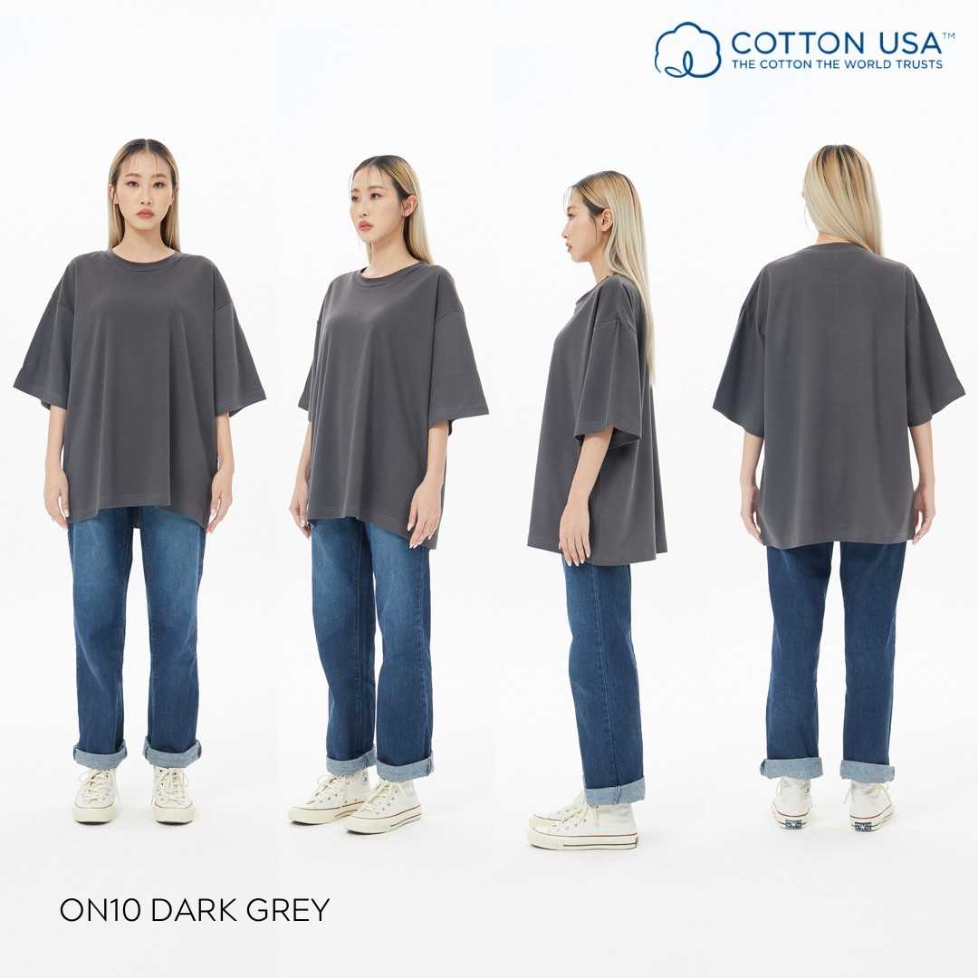 ON10  Dark Grey สีเทาเข้ม Oversize Cotton100% USA NO. 40 รุ่นยืดหยุ่นสูง