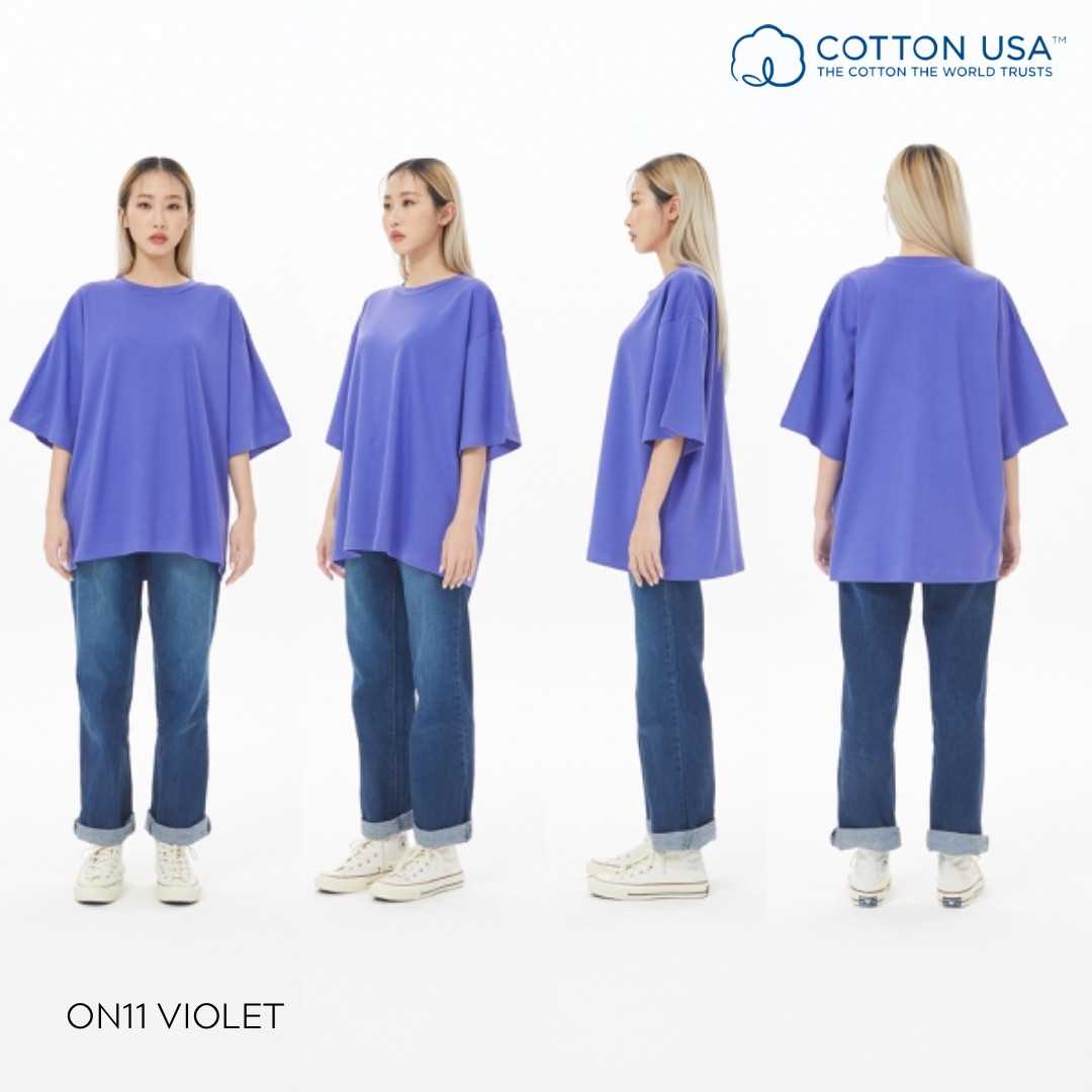 ON11 Violet สีม่วงเข้ม Oversize Cotton100% USA NO. 40 รุ่นยืดหยุ่นสูง