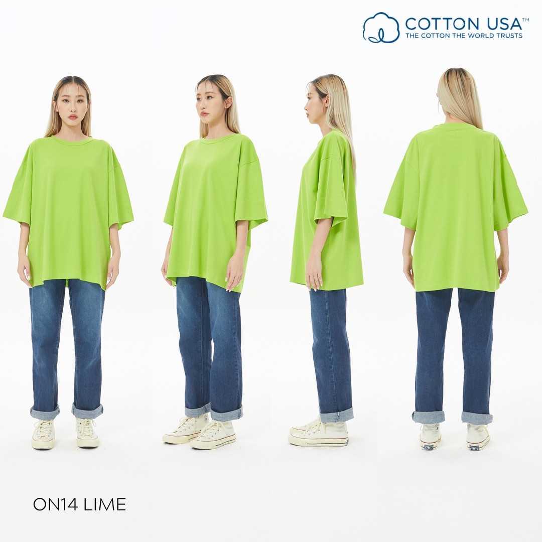 ON14 Lime สีเขียวมะนาว Oversize Cotton100% USA NO. 40 รุ่นยืดหยุ่นสูง