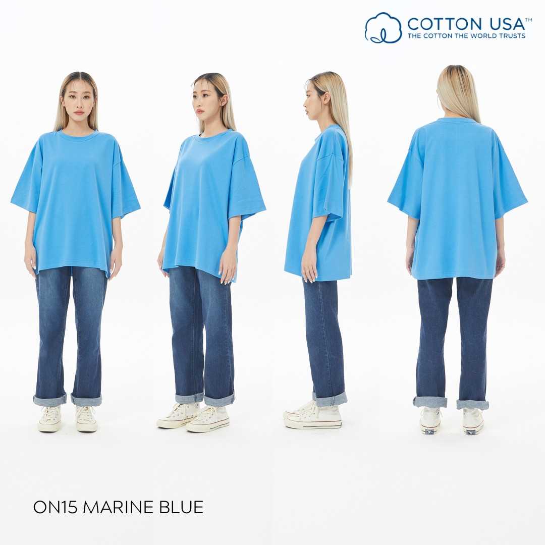 ON15 Marine Blue สีมารีนบลู Oversize Cotton100% USA NO. 40 รุ่นยืดหยุ่นสูง