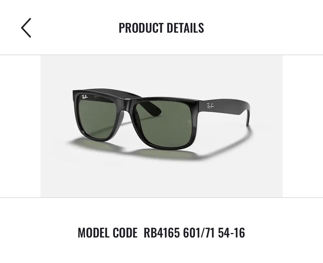 RayBan RB4165F 601/71 JUSTIN Black G-15 (A98)
