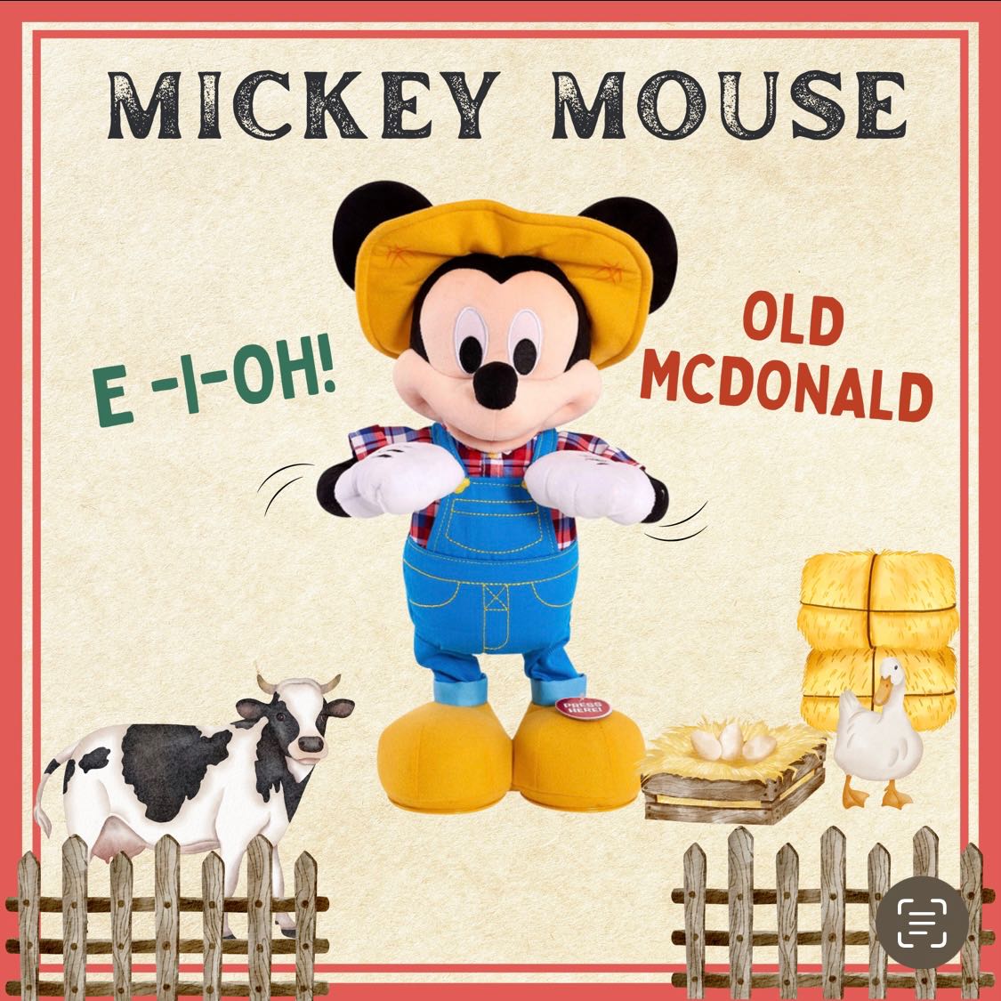 [PREORDER] E-I-Oh! Mickey Mouse, Interactive Plush Toy, Sings Old MacDonad